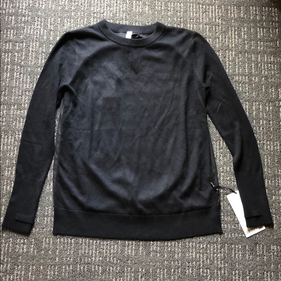 lululemon athletica Tops - Lululemon Black Open Back Sweater Long Sleeve Sz 4